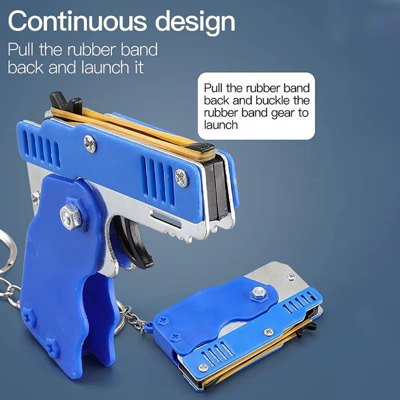 1PC Mini Keychain Gun Rubber Band Gun Toy Gun Shooting Pistol Alloy Kid Outdoor Activities Party Game Birthday Gift for Children