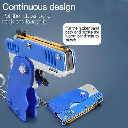 1PC Mini Keychain Gun Rubber Band Gun Toy Gun Shooting Pistol Alloy Kid Outdoor Activities Party Game Birthday Gift for Children