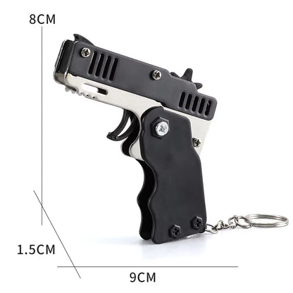 1PC Mini Keychain Gun Rubber Band Gun Toy Gun Shooting Pistol Alloy Kid Outdoor Activities Party Game Birthday Gift for Children